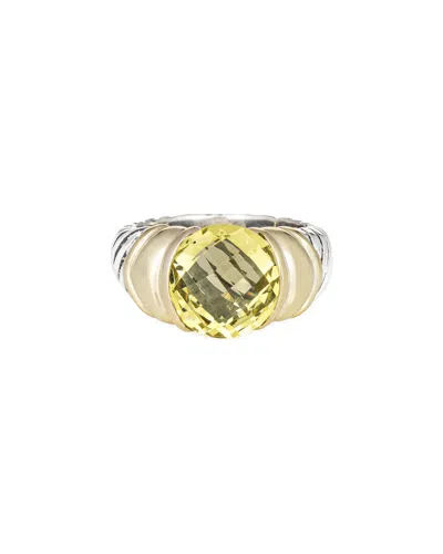 David Yurman Noblesse Silver & 14k Lemon Quartz Ring (authentic )