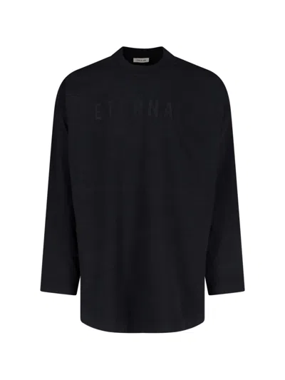 Fear Of God Logo Patch Long Sleeve Tee In Black