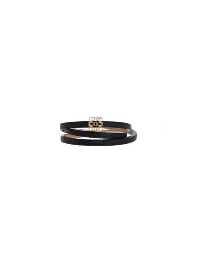 Loewe Calf Leather Anagram Bracelet In Black  