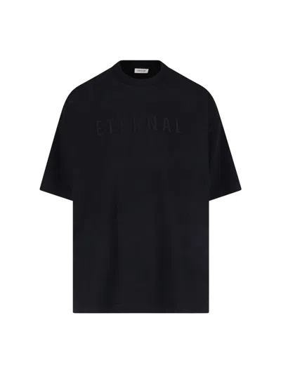 Fear Of God 'eternal' Black Crewneck T-shirt With Tonal Embroidery On The Front And Logo Patch On The Rear
