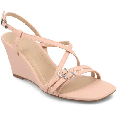 Journee Collection Journee Women's Clinne Wedge Sandals In Pink