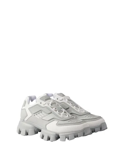Prada Cloudbust Sneakers Mit Plateausohle In Weiss/perlfarben