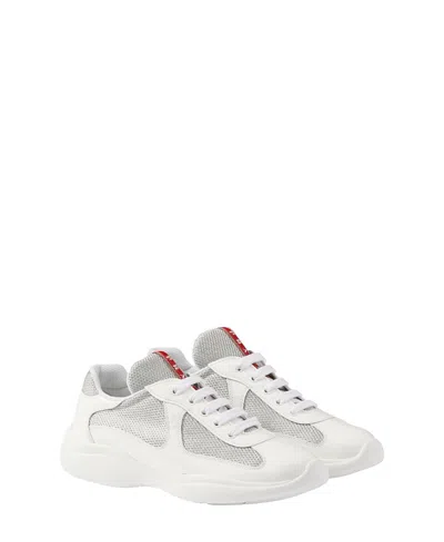 Prada White Lace Up Sneakers In Multi