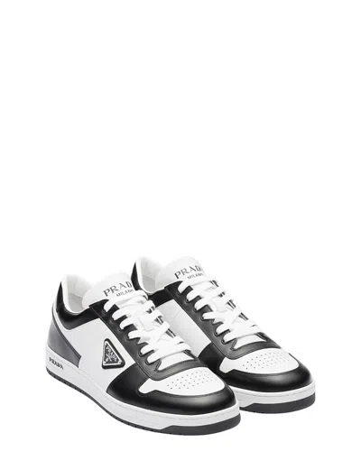 Prada White/black Leather Sneaker Downtown In White
