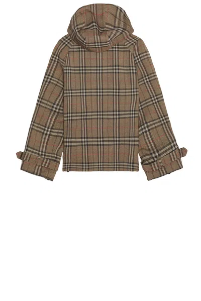 Burberry Half-zip Jacket With Check Pattern In Silk Blend In Brush Ip Check