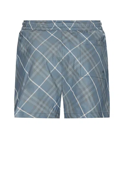 Burberry Check Pattern Swim Shorts With Drawstring Waist In Pewter Ip Check