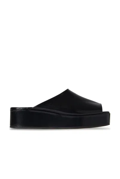 The Row 20mm Emi Flatform Patent Leather Wedges In Black