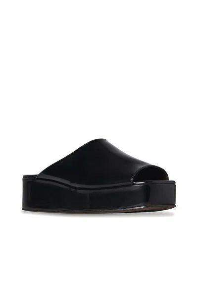The Row 20mm Emi Flatform Patent Leather Wedges In Black