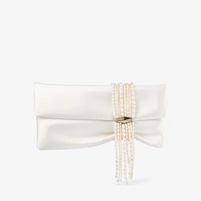 Jimmy Choo Zandra Embellished Satin Clutch In Ivory/light Gold