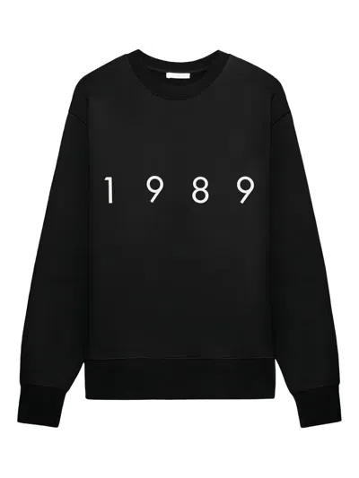 1989 Studio Brushed Cotton Crew Neck Sweatshirt With Embossed Logo In Black