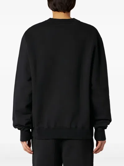 1989 Studio Brushed Cotton Crew Neck Sweatshirt With Embossed Logo In Black