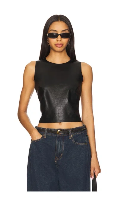 Commando Faux Leather Shell Top In Black
