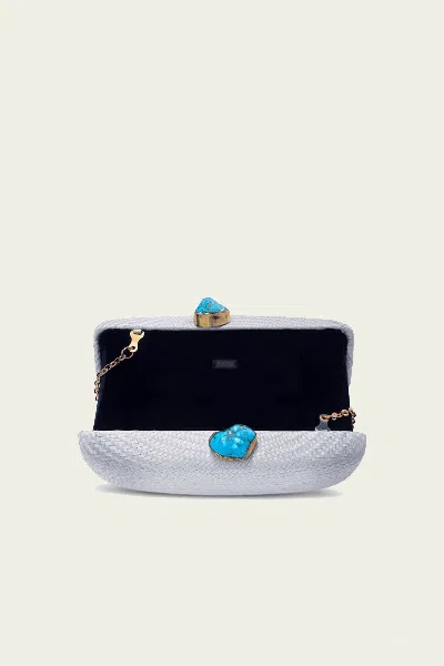 Kayu Jen Clutch With Turquoise Stone In Grey