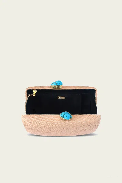 Kayu Jen Clutch With Turquoise Stone In Toast