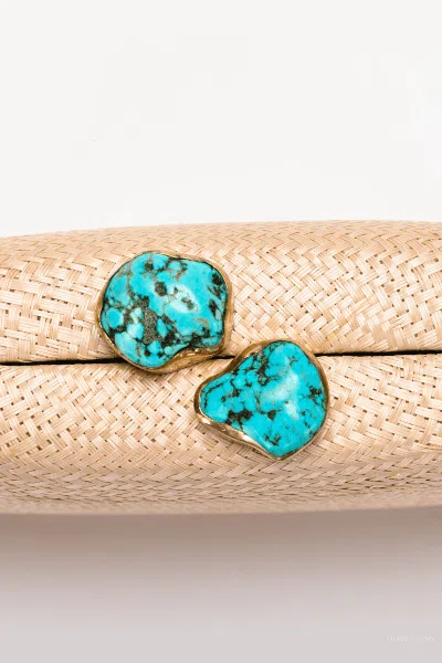 Kayu Jen Clutch With Turquoise Stone In Toast