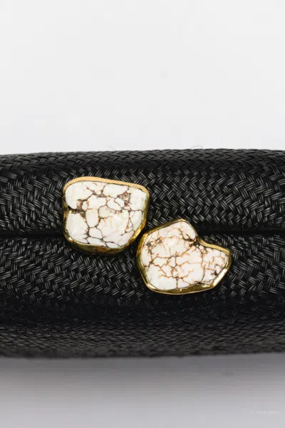 Kayu Jen Clutch With White Stone In Black