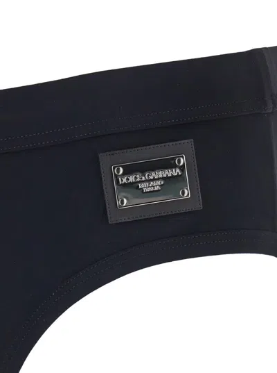 Dolce & Gabbana Black Swim Briefs With Branded Drawstring And Logo Tag In Black