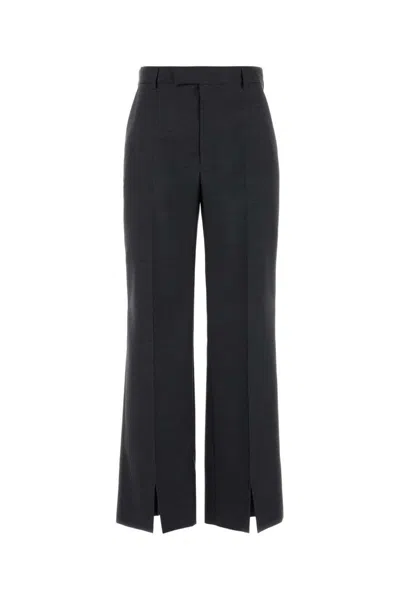 Gucci Wool Pant With Front Pleats And Side Slits In Grey
