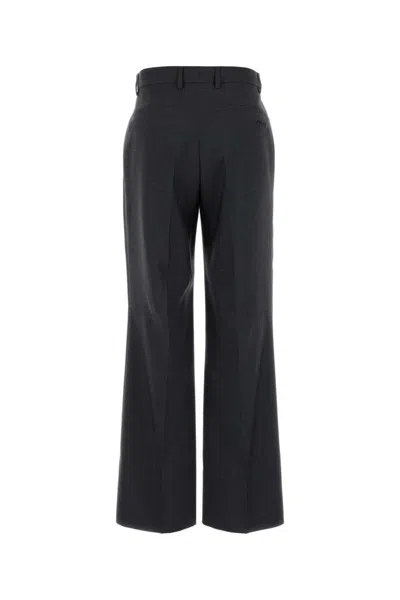 Gucci Wool Pant With Front Pleats And Side Slits In Grey