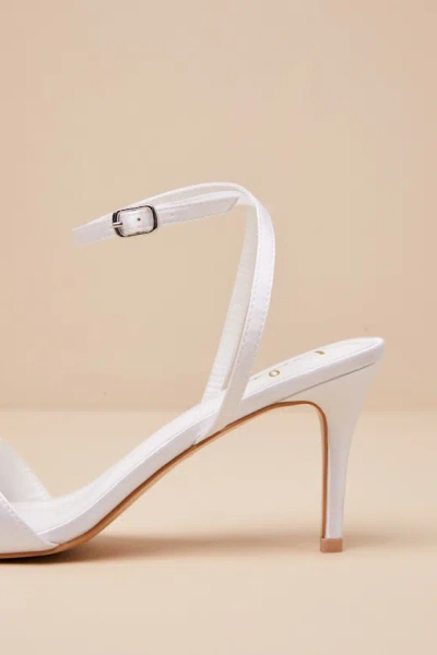 Lulus Addia White Satin Beaded Fringe High Heel Sandals In Multi