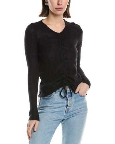 Hudson Jeans Ruched Alpaca & Wool-blend Sweater In Black