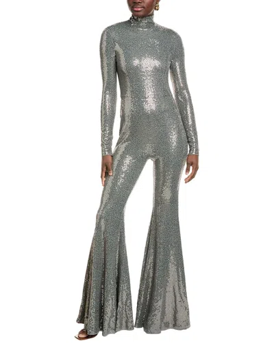 Michael Kors Collection Sequin Mock Neck Jumpsuit In Grey