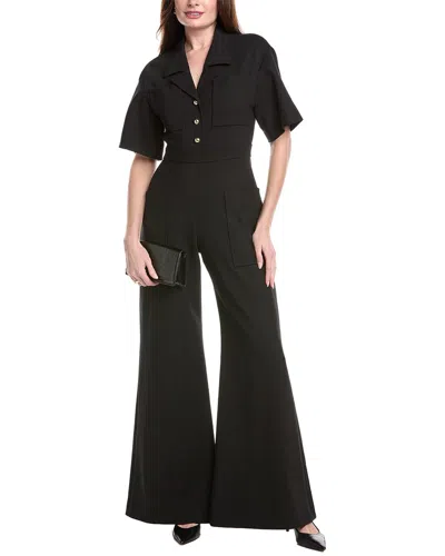 Carolina Herrera Button-down Wool-blend Jumpsuit In Black