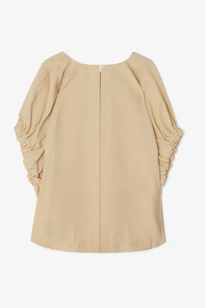House Of Dagmar Rouched V-neck Top Sand In Desert Sand