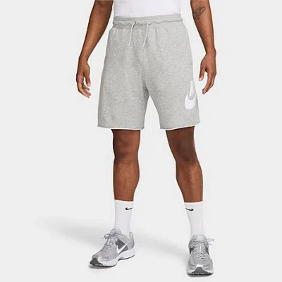 Nike Men's Club Alumni French Terry Shorts In Dark Grey Heather/light Smoke Grey/white