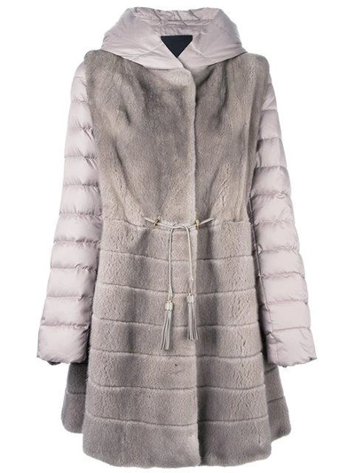 Shop Liska Mink Fur Hooded Puffer Coat - Neutrals