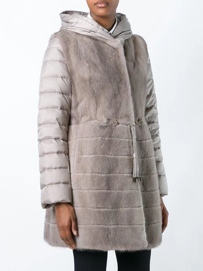 Shop Liska Mink Fur Hooded Puffer Coat - Neutrals