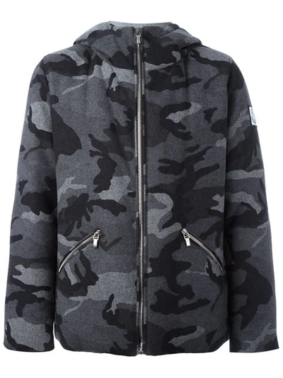 Moncler Camouflage Print Hooded Jacket - Grey