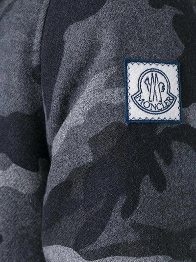 Shop Moncler Camouflage Print Hooded Jacket - Grey