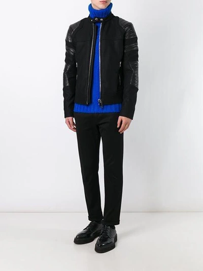 Shop Les Hommes Biker Jacket In Black