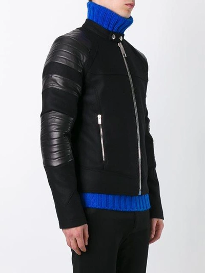 Shop Les Hommes Biker Jacket In Black