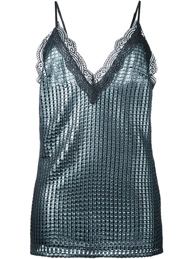 House Of Holland Chainmail Metallic Slip Top In Blue