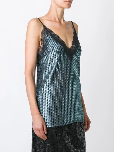Shop House Of Holland 'chainmail' Slip Blouse In Blue