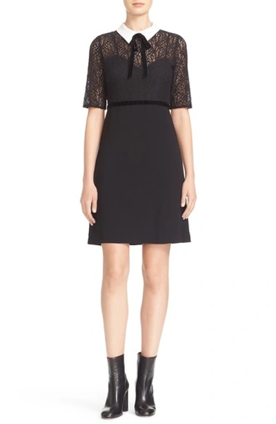Shop The Kooples Lace Overlay Crepe Dress In Black