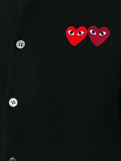 Shop Comme Des Garçons Play Logo Print Cardigan In Black