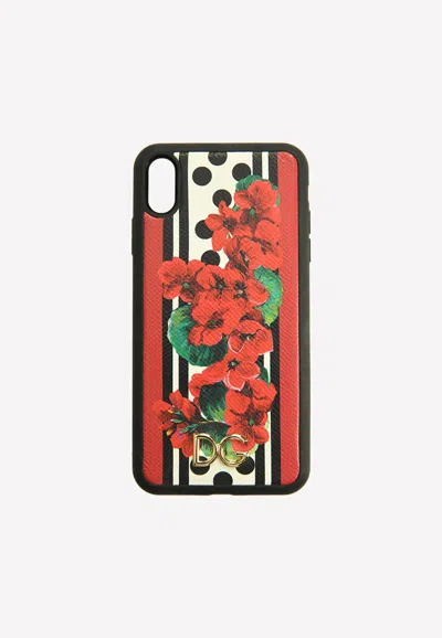 Dolce & Gabbana Iphone Xs Max Floral Print Dg Cover In Red