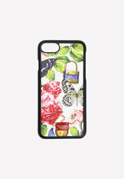 Dolce & Gabbana Iphone 7 Printed Leather Cover In Multicolor