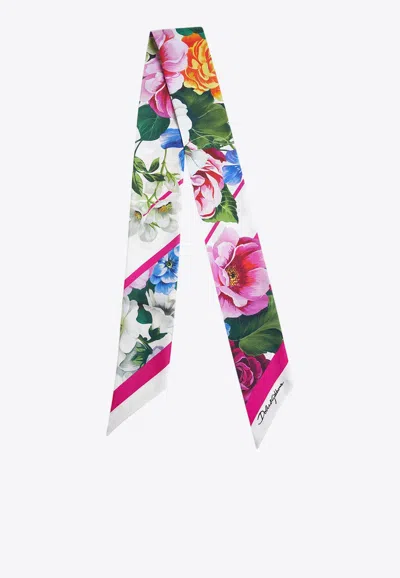 Dolce & Gabbana Polka-dot Print Silk Headscarf In Multicolor