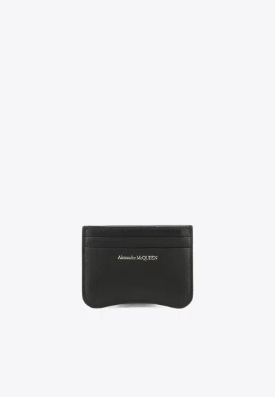 Alexander Mcqueen The Seal Leather Cardholder In Black