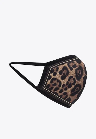 Dolce & Gabbana Reusable Leopard-print Cloth Mask Face Covering In Brown