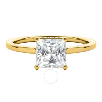 Maulijewels 1.35 Carat Natural Diamond Princess Cut Moissanite Engagement Rings For Womens In 14k Ye