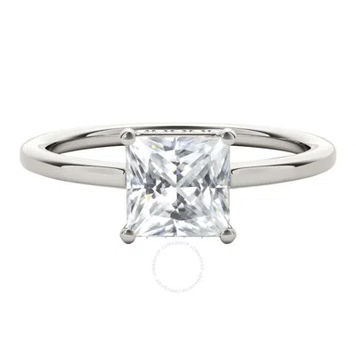 Maulijewels 1.35 Carat Natural Diamond Princess Cut Moissanite Engagement Rings For Womens In 14k Wh