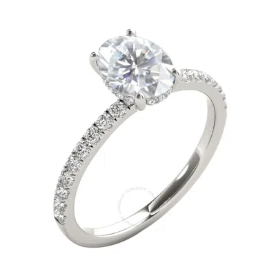 Maulijewels 1.75 Carat Oval Moissanite Natural Diamond Engagement Rings For Womens In 10k Solid Whit