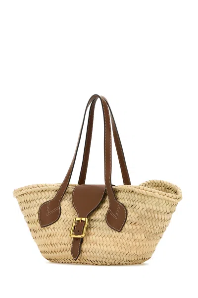 J & M Davidson Straw Buckle Shoulder Bag In Neutral