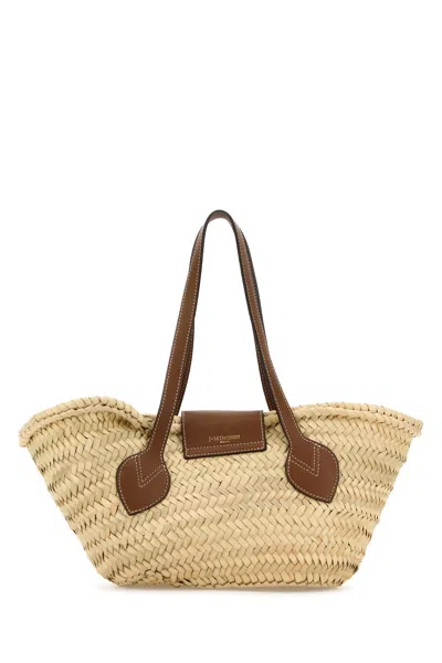 J & M Davidson Straw Buckle Shoulder Bag In Neutral
