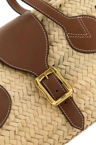 J & M Davidson Straw Buckle Shoulder Bag In Neutral